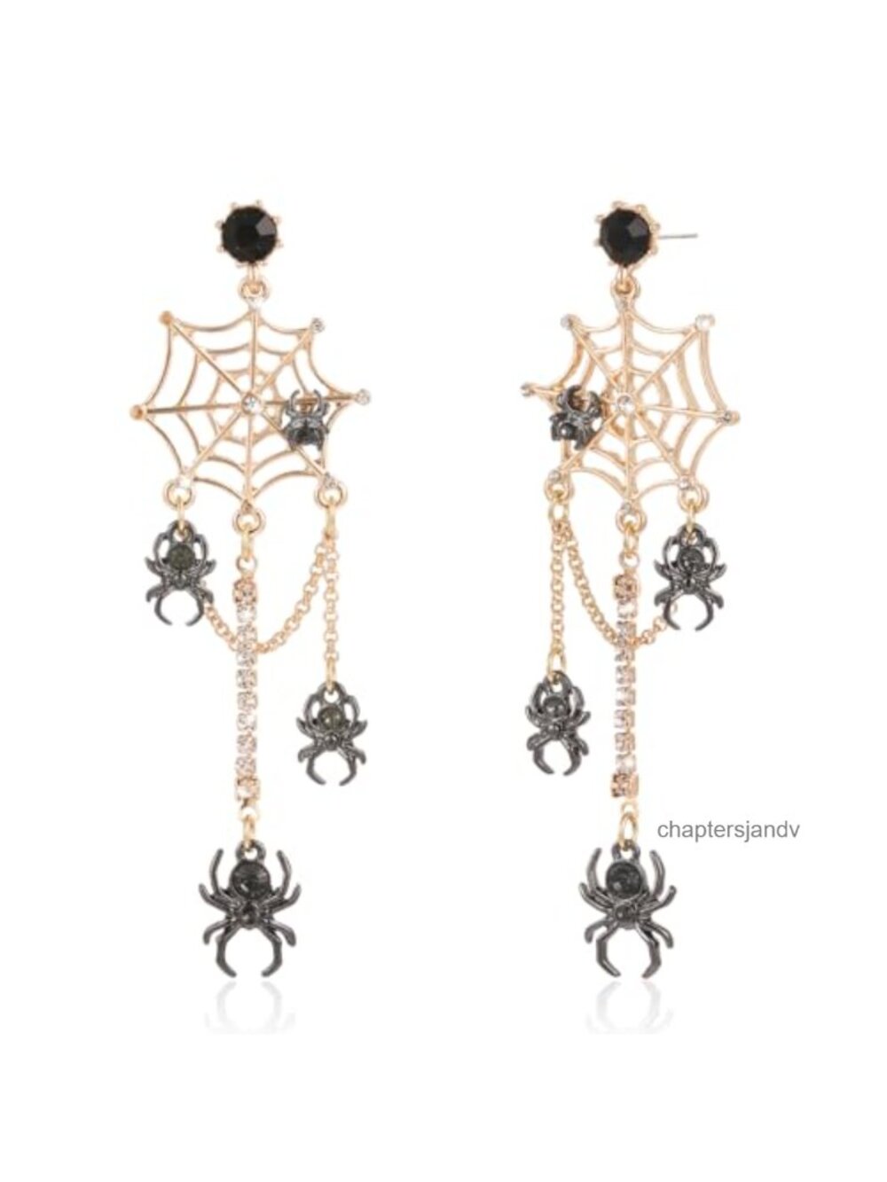 Spider Web Dangle Earrings Halloween Costume Jewelry Chain Tassel